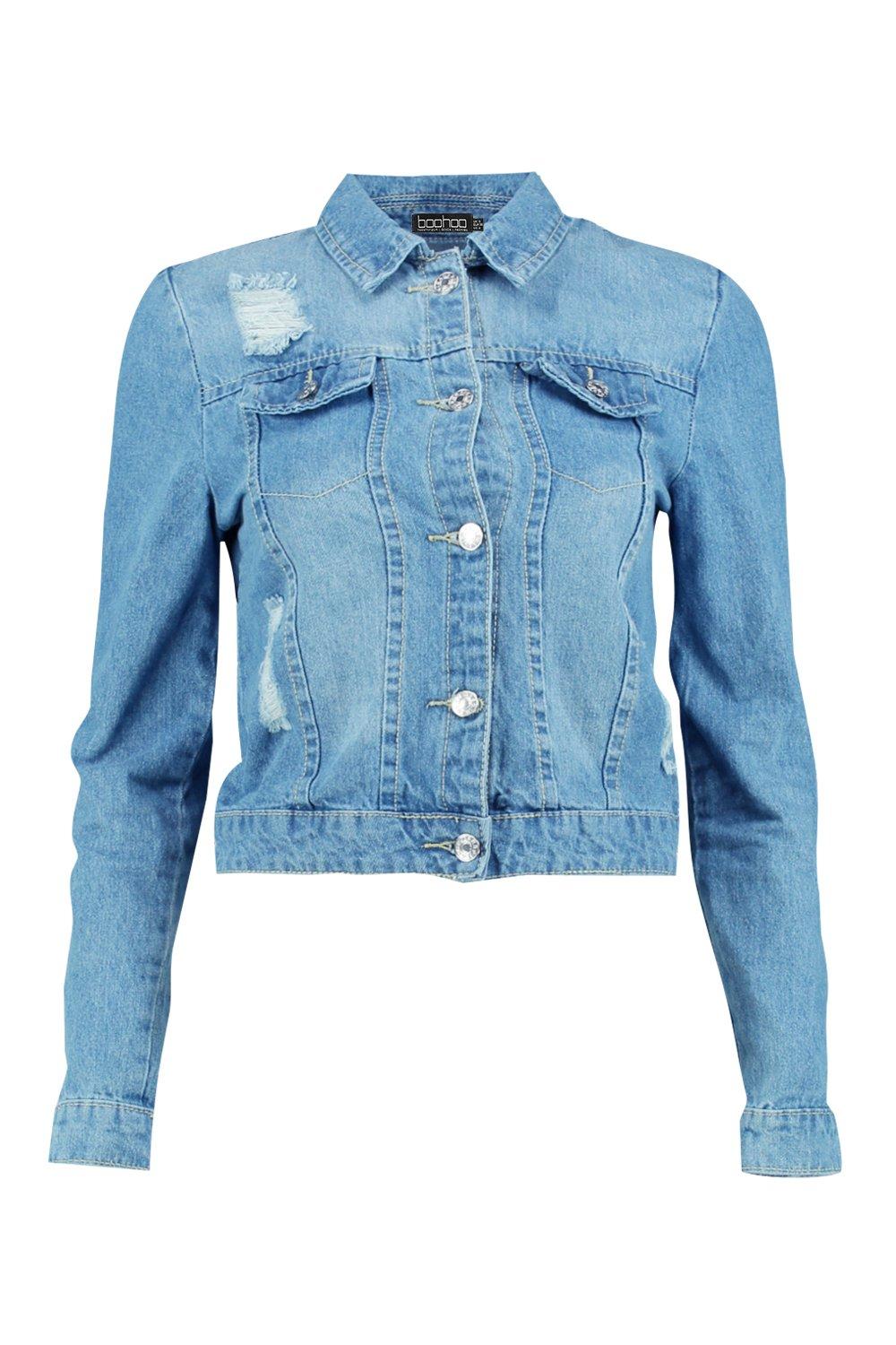 Delaney Lace Up Back Denim Jacket